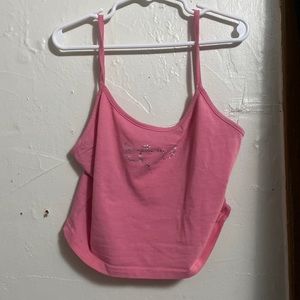 SHEIN pink rhinestone crop top tank